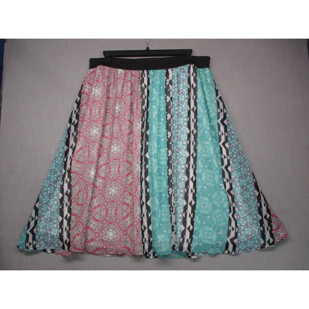 Lane Bryant Multicolor Patchwork Boho Trendy Aline Skirt Womens Size 22/24